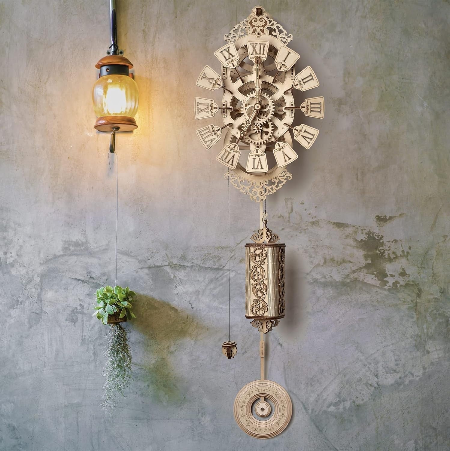 3D Wooden Wall Clock Puzzle Kit | DIY Pendulum Clock | No Battery Model