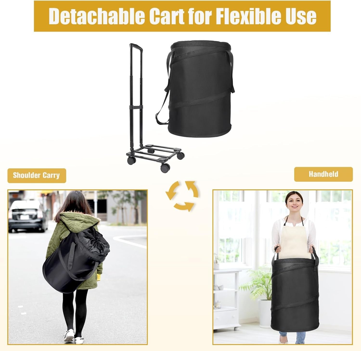 Large Rolling Laundry Hamper with Wheels Pop Up Clothes Basket Trolley Bag Black