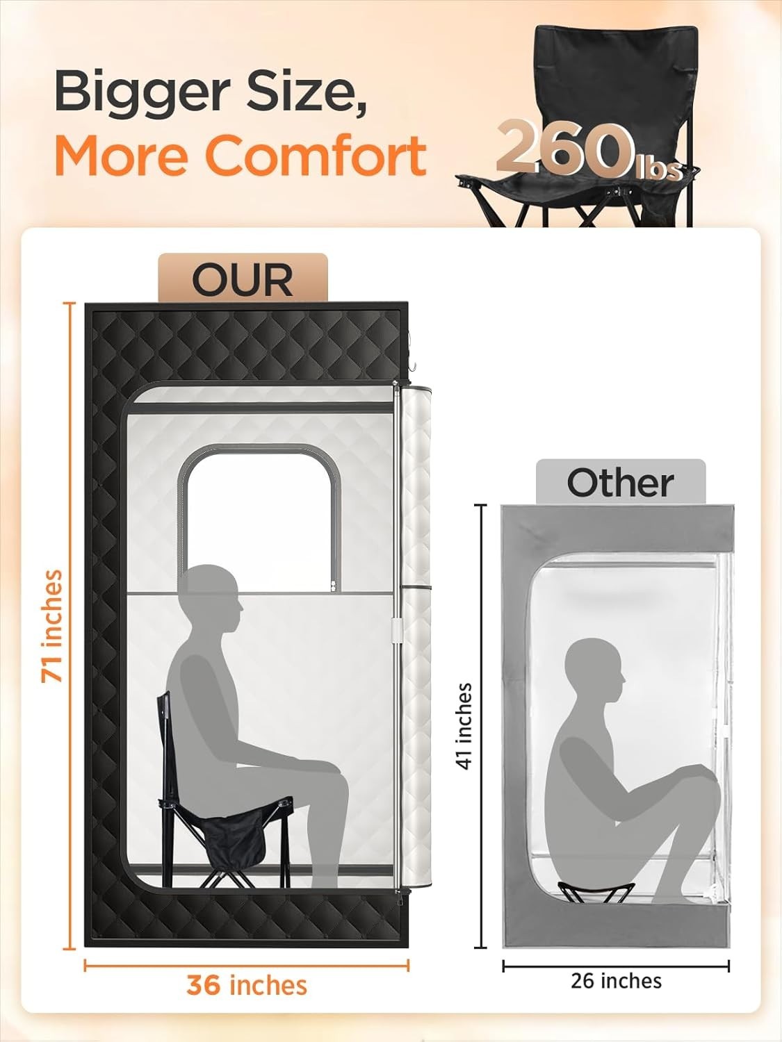 Steam Sauna Tent Home Spa 1200W 3L Heater 15-Level Remote Foldable Chair 36x36x7