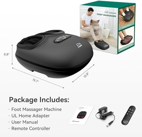 Foot Massager with Heat Shiatsu Compression Vibration Remote Control Pain Relief