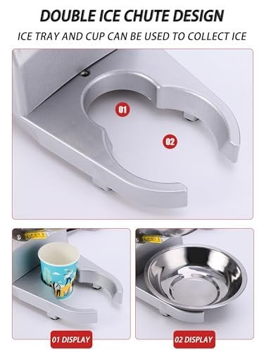 Commercial Ice Crusher Machine 300W Double Blade Slush Snow Cone Maker
