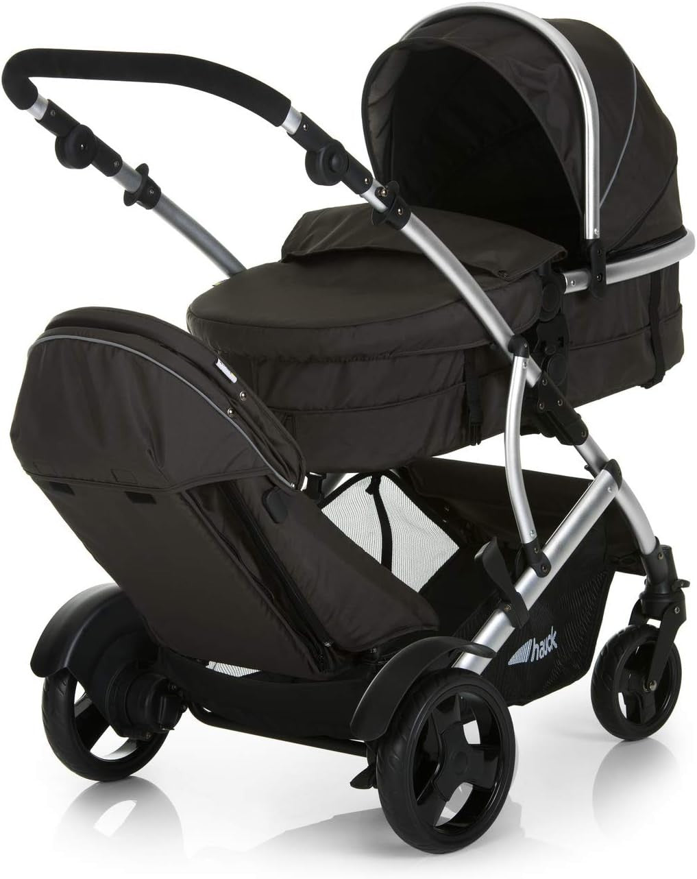 Double Tandem Pushchair for Baby & Toddler From Birth Compact Black