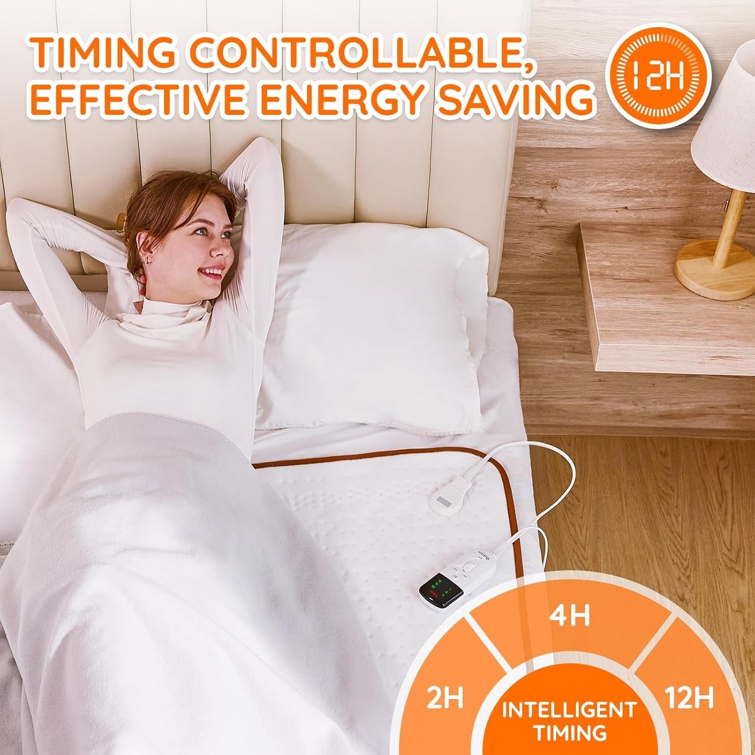 Single Electric Underblanket Fast Heat 12hr Timer Washable Mattress Warmer