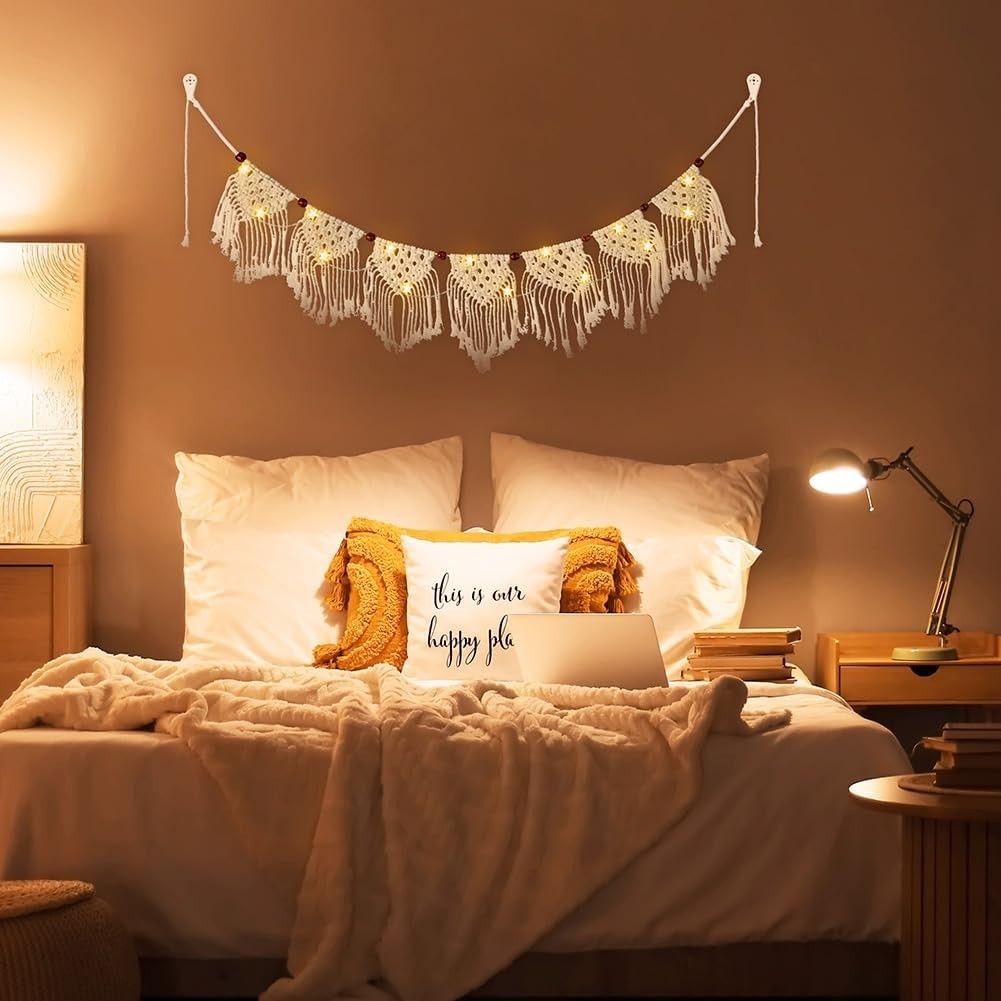 Macrame Wall Hanging Boho Cotton Tassel Bead Tapestry 0.4kg