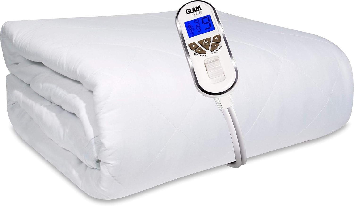 Single Electric Heated Underblanket White Fitted Quilted Washable Bed Cover