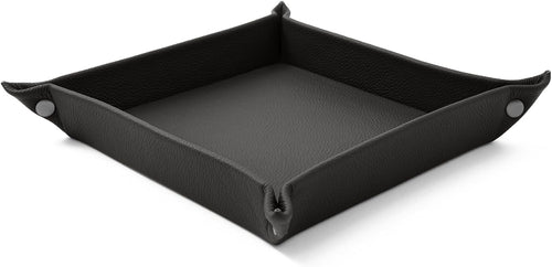 Leather Valet Tray Anthracite Grey – Desk Organiser for Keys, Coins & Jewellery