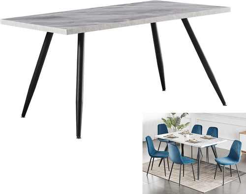 Modern White Marble Dining Table 150cm Black Metal Legs – Kitchen & Home Use