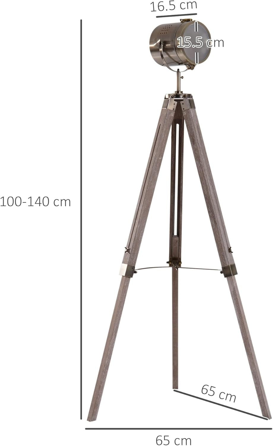 Industrial Tripod Floor Lamp Nautical Spotlight Adjustable Height E14