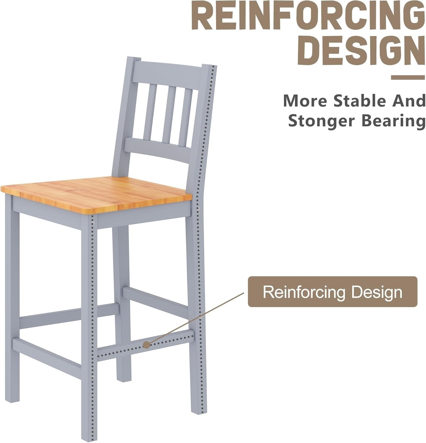 Solid Pine Wood Bar Table Set with 2 Stools | Compact Kitchen & Dining