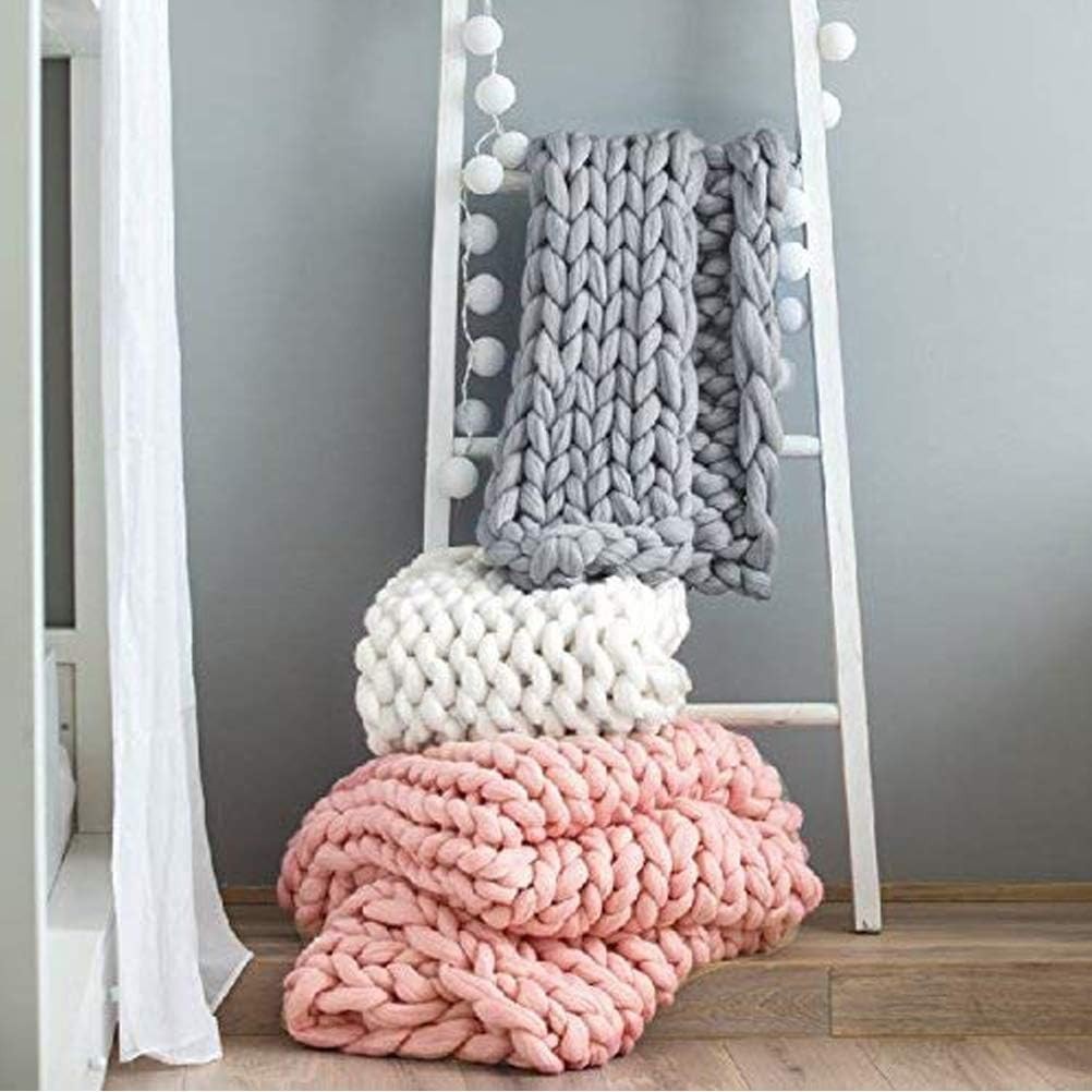 Hand Knit Weighted Blanket Grey Chunky Knit Cozy Throw Sleep Stress Relief