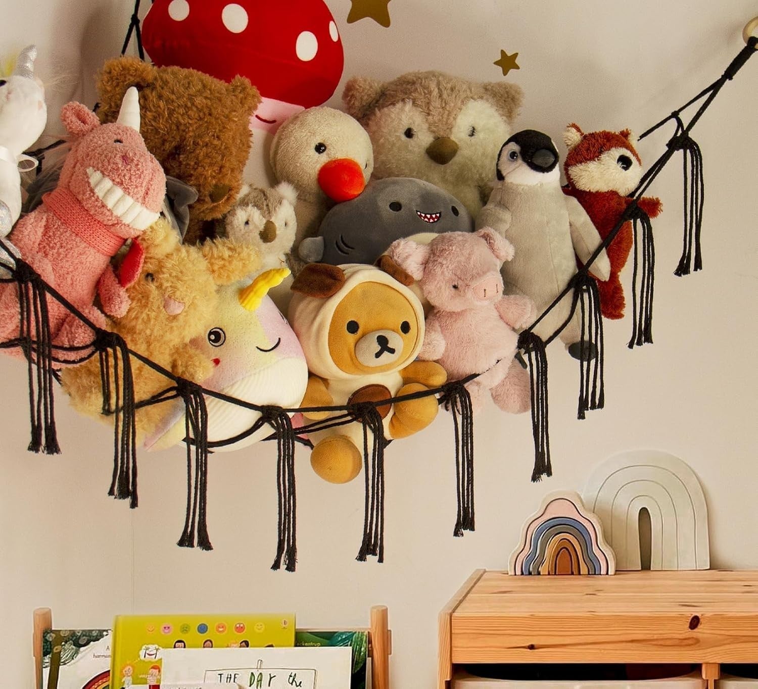 Toy Storage Hammock Net for Stuffed Animals - Wall Corner Mesh Organizer