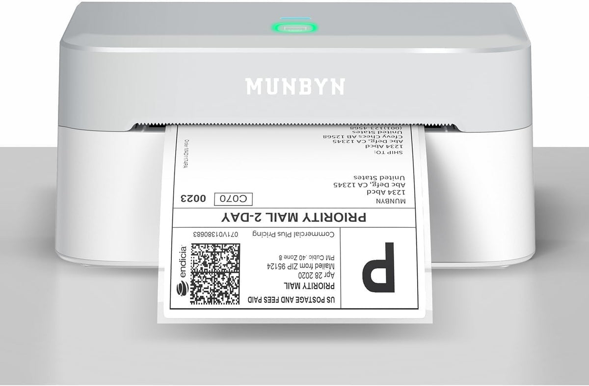 White Bluetooth Thermal Shipping Label Printer 4x6 72ppm Small Biz