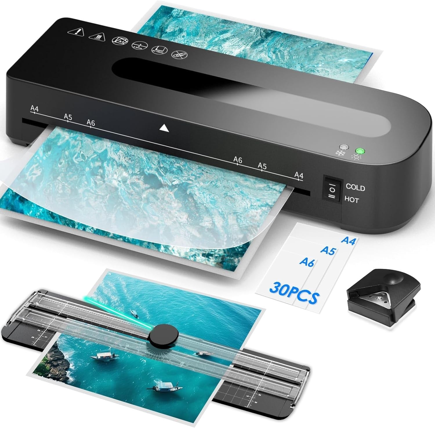 A4 Thermal Laminator Machine Fast Warm Up Hot Cold + Trimmer Kit