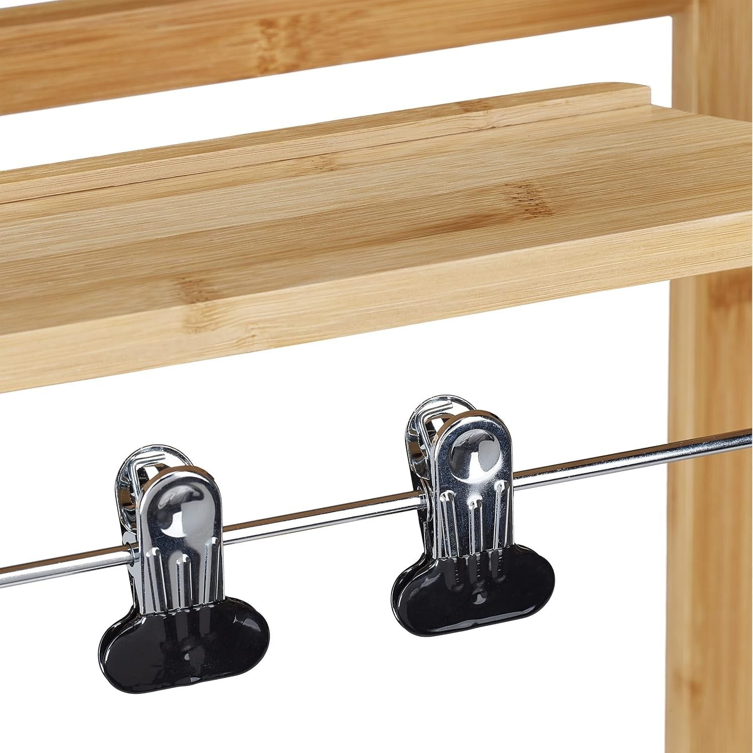 Bamboo Valet Stand on Castors Clothes Rack Natural 107cm