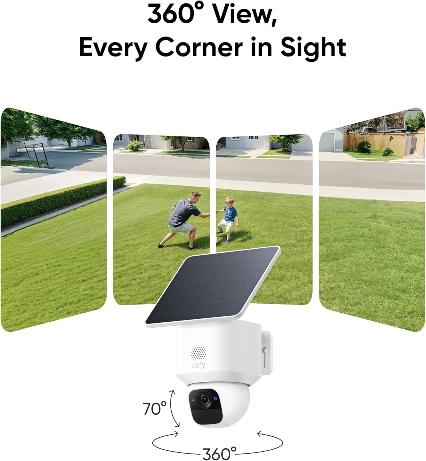 2K Solar Security Camera Outdoor Wireless 360° AI Tracking No Fee