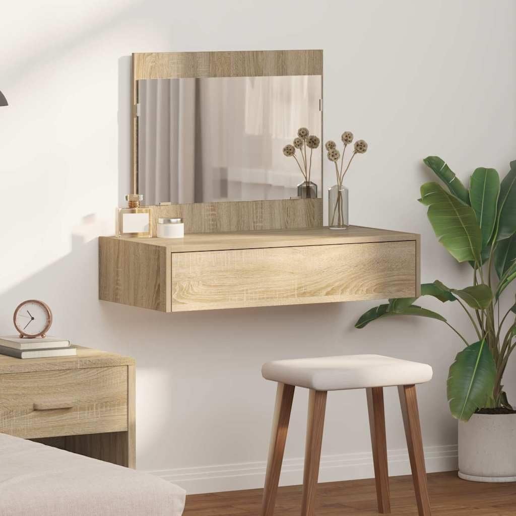Modern Vanity Unit Drawer Mirror Sonoma Oak Bedroom Storage Dressing Table