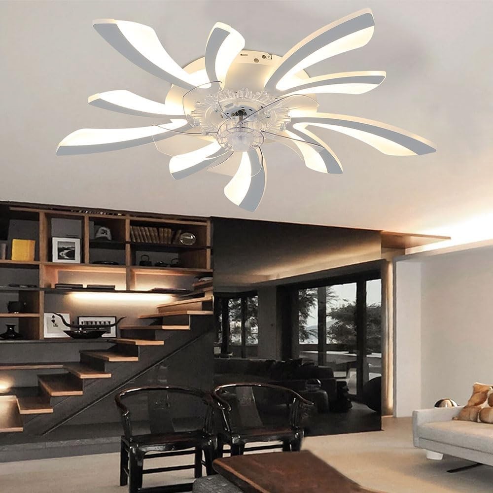 Warmiehomy 78CM Ceiling Fan with Light,50W LED,6-Speed, Reversible,Remote & App