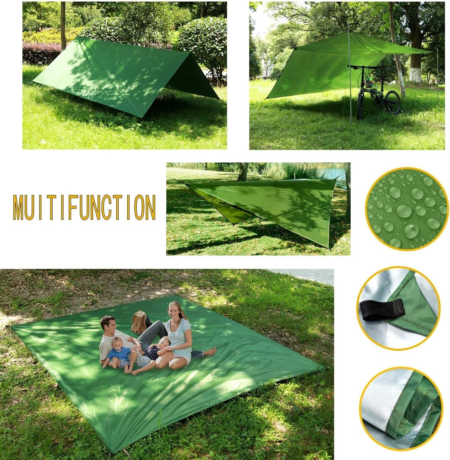 Camping Hammock with Rain Tarp & Mosquito Net, Portable Waterproof Tent Bed