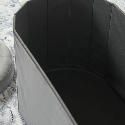 Charcoal Velvet Ottoman Storage Bench, Upholstered Seat with Hidden Compartment