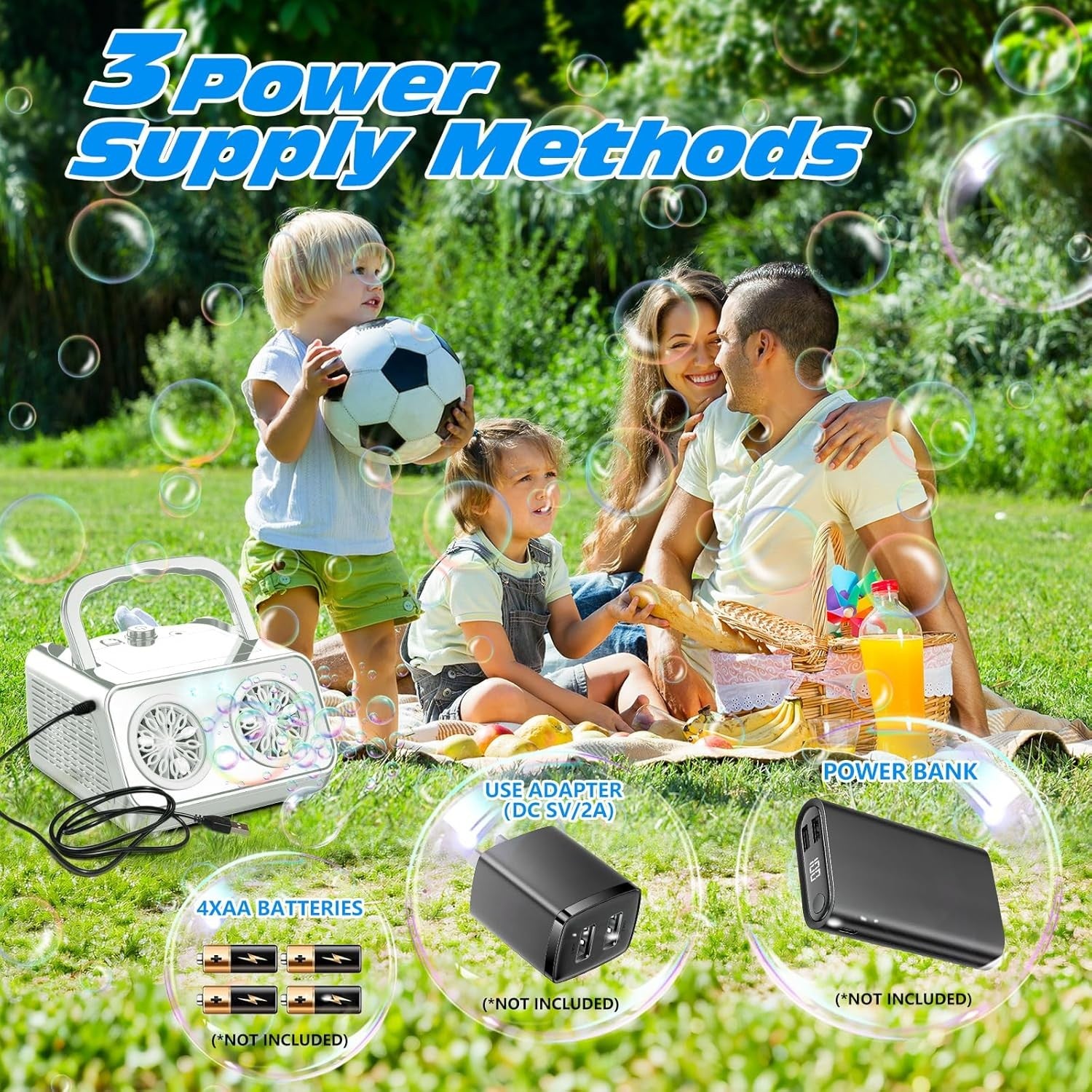 Plug In Bubble Machine 20000+ Bubbles Portable Party Blower