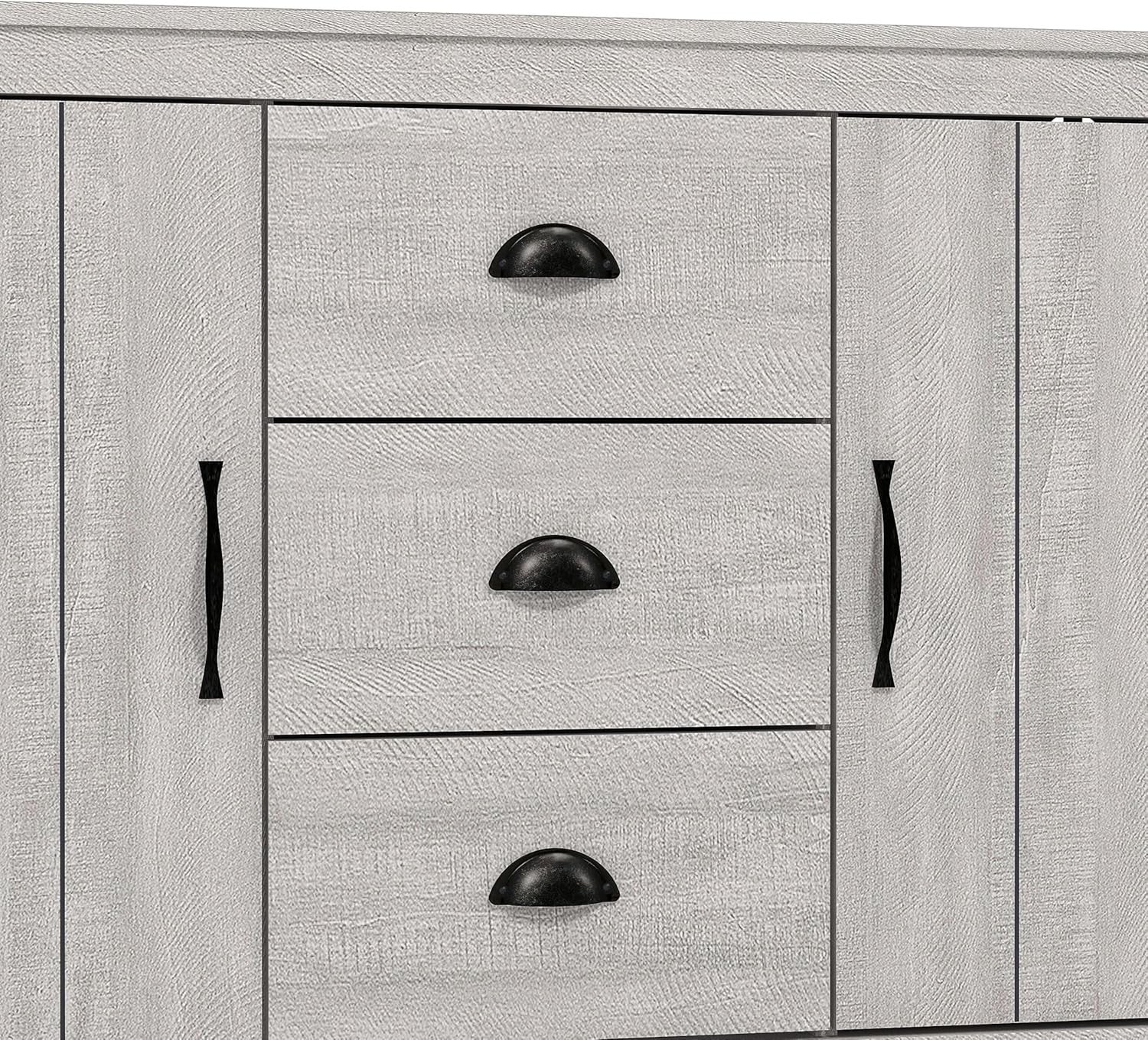 Rustic Storage Sideboard Cabinet 2 Doors 3 Drawers Adjustable Shelves