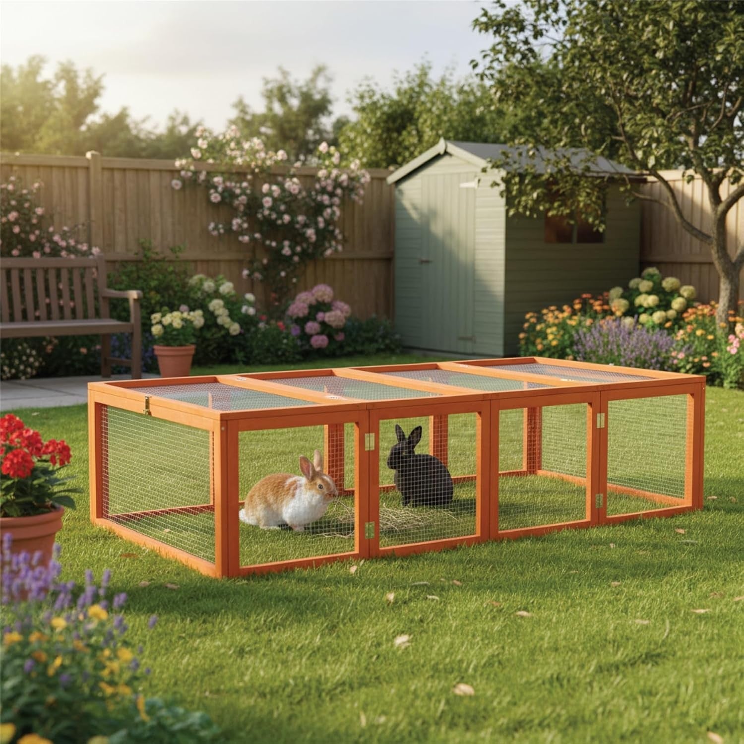 6ft Folding Wooden Rabbit Run Enclosure Large Outdoor Guinea Pig Play Pen