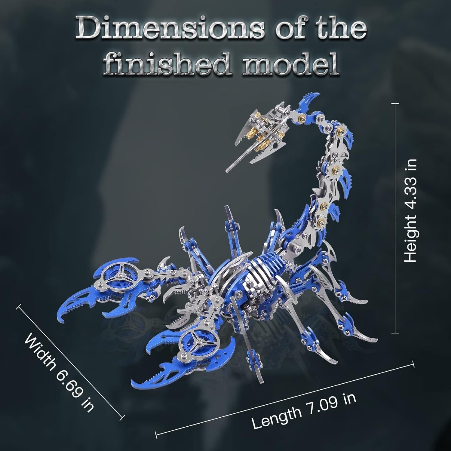 3D Metal Scorpion Puzzle Kit 454PCS Blue DIY Mechanical Model Gift