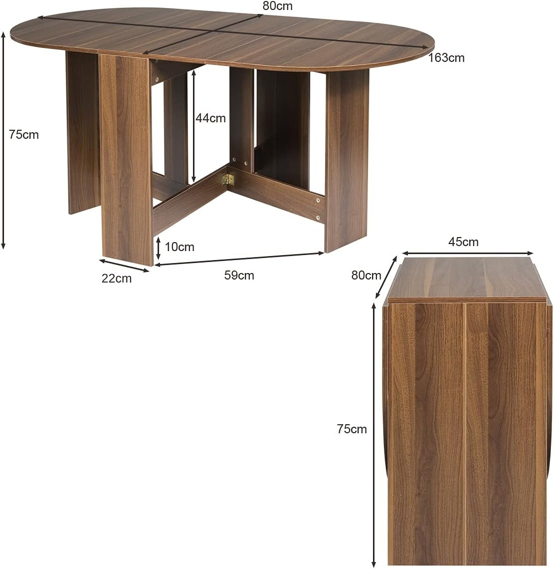 Expandable Folding Drop Leaf Dining Table Wooden Desk Small Space