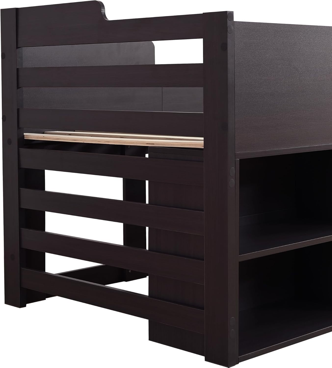 Kids Single Bed with Storage Drawers & Shelves, Space Saving 3FT Frame