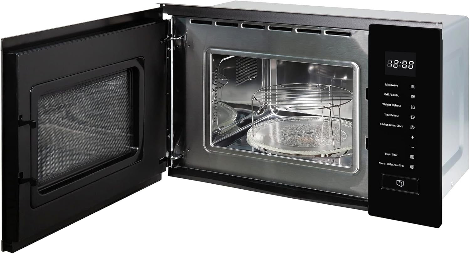 20L Touch Control Built-In Digital Microwave with Grill 8 Auto Menus Black