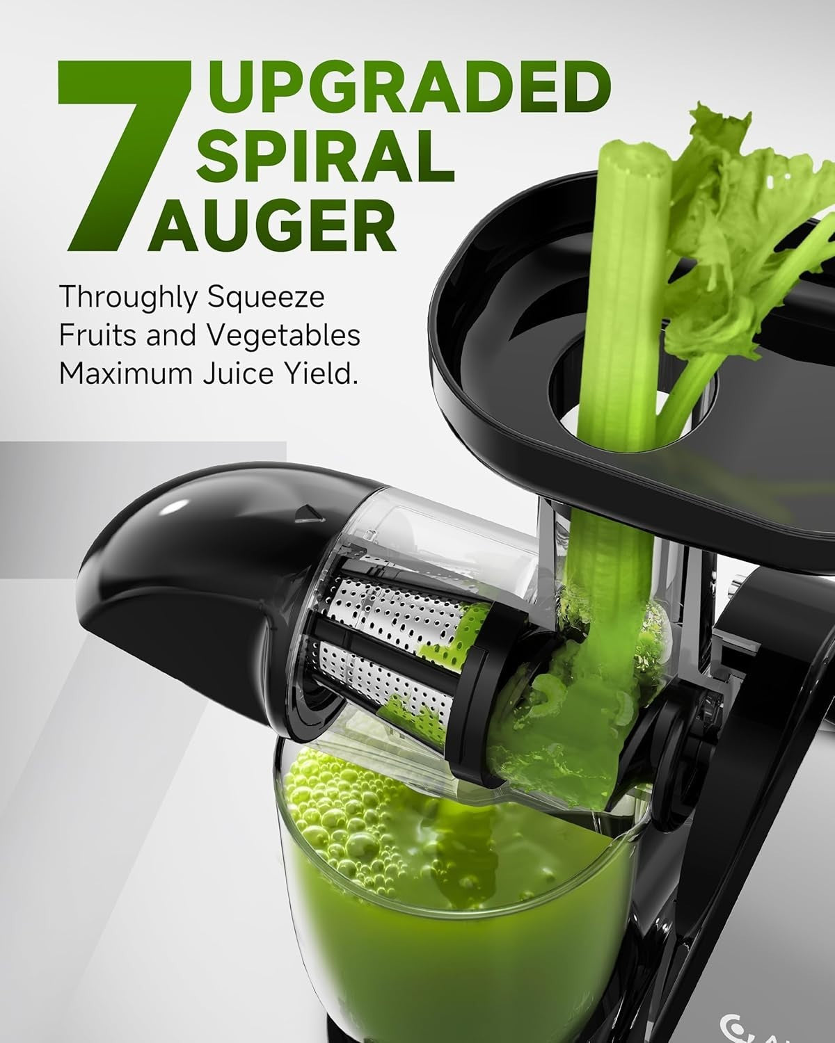 Cold Press Slow Juicer Masticating Whole Fruit High Yield BPA Free Grey