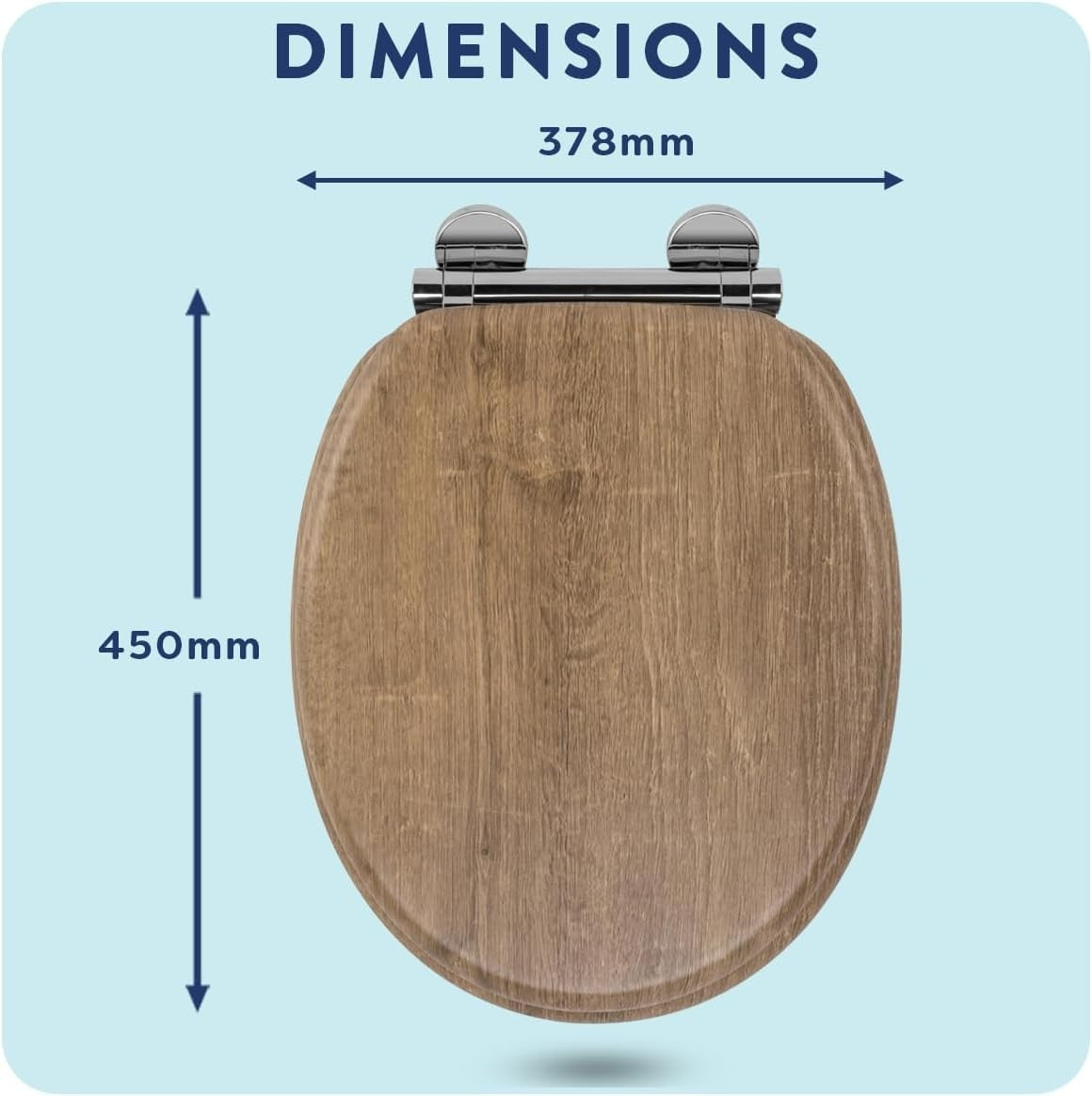 Wooden Toilet Seat Soft Close Quick Release Antibacterial Durable Chrome Hinges