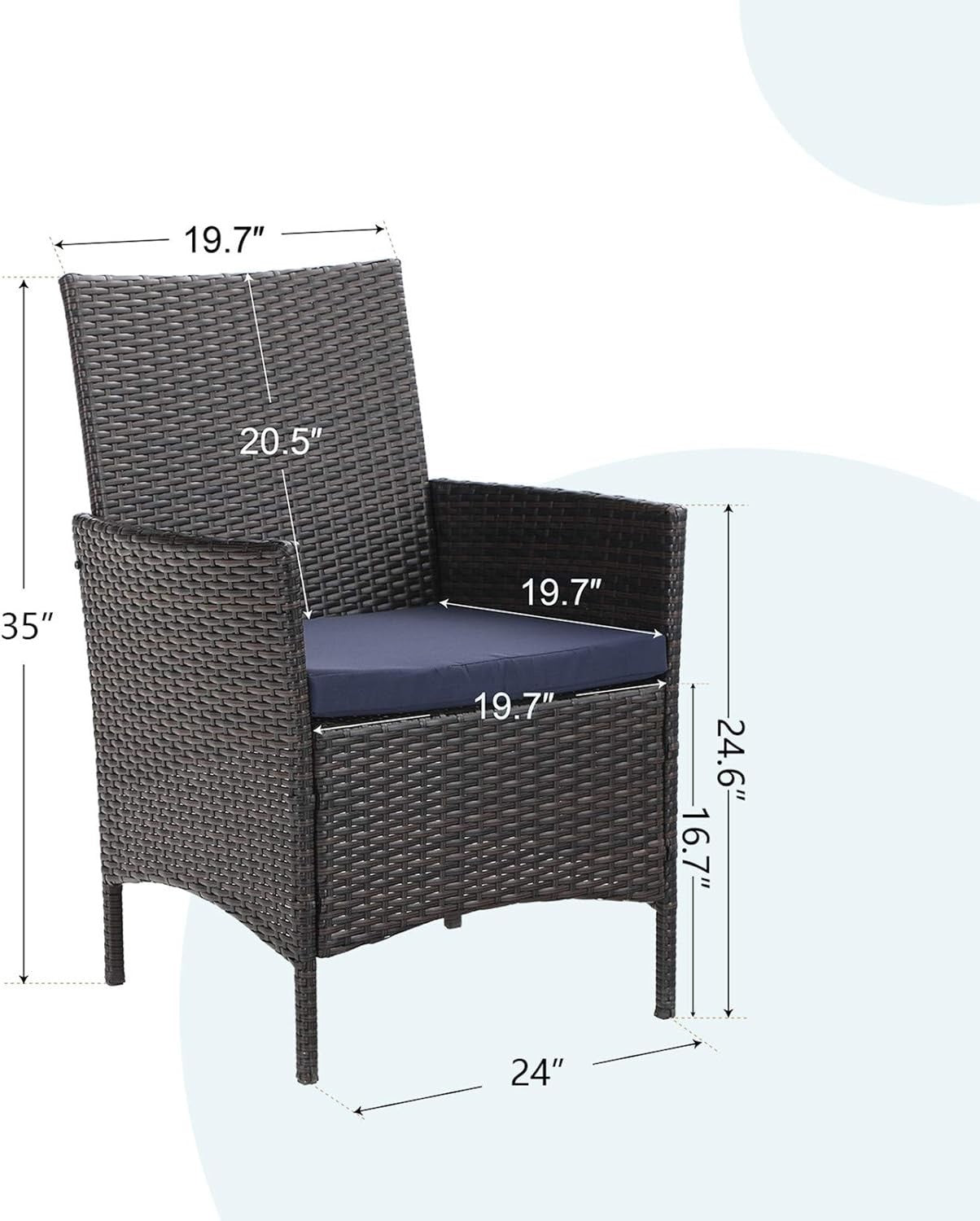 Outdoor Rattan Armchairs Set of 2 Cushioned Patio Garden Balcony Seats
