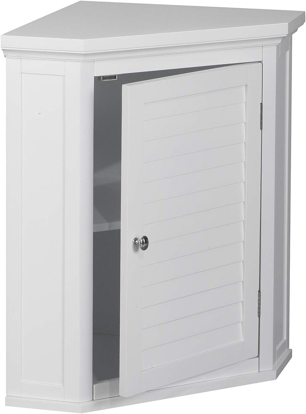Corner Wall Bathroom Cabinet with Removable Shelf, Durable White Wood