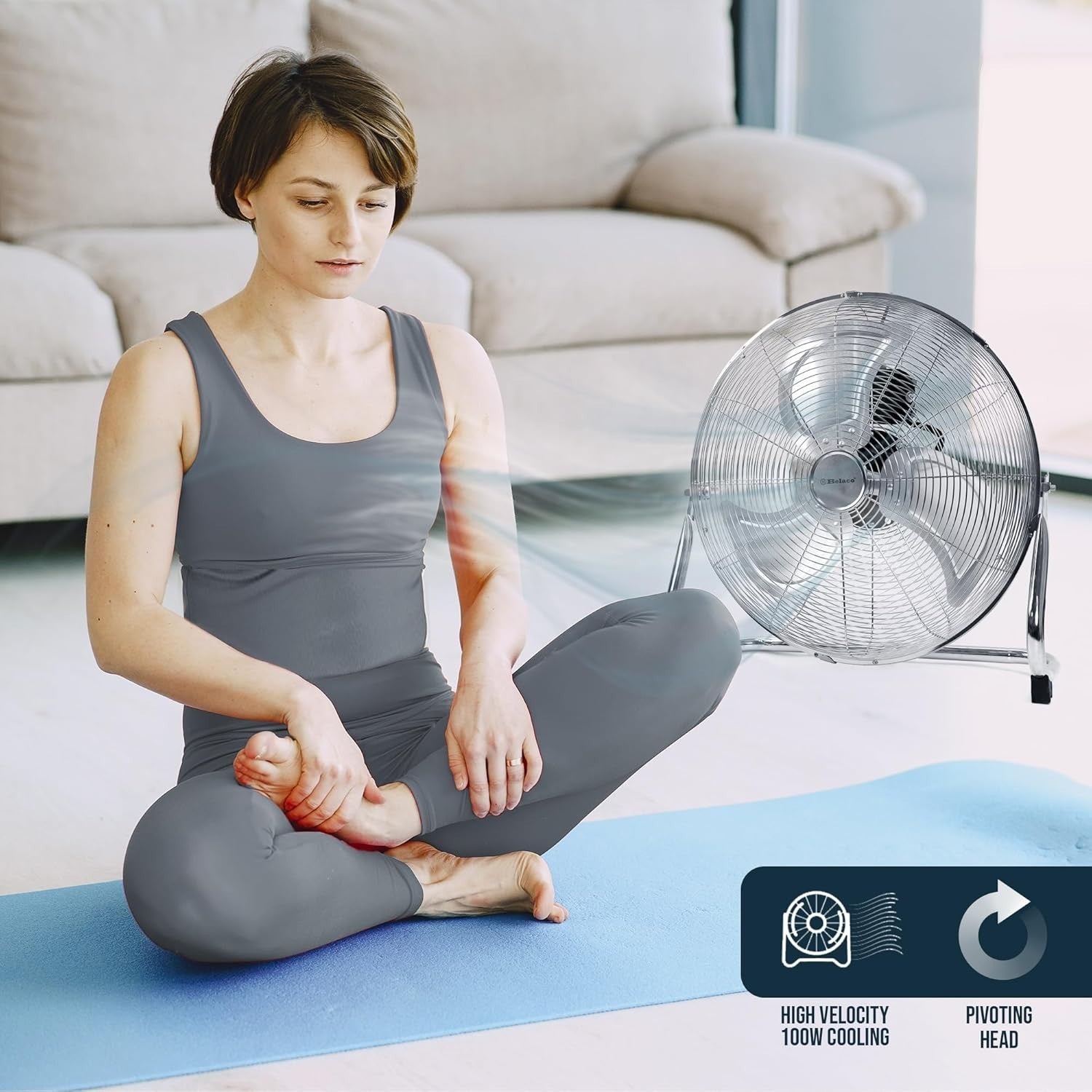 18" Chrome Metal Floor Fan High-Velocity 3-Speed Cooling Desk Floor Fan