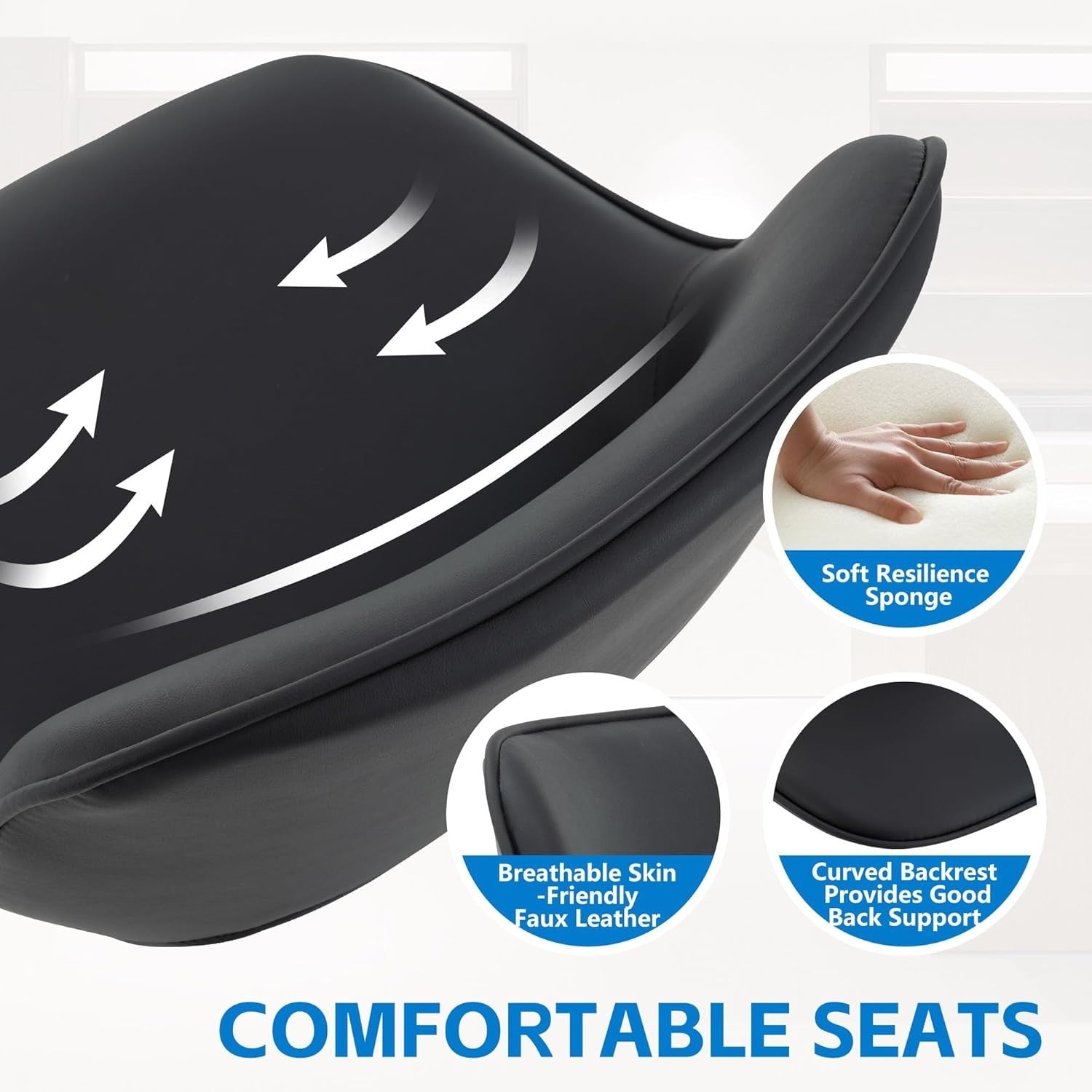Adjustable Swivel Bar Stools 2pcs Faux Leather Counter Kitchen Chairs