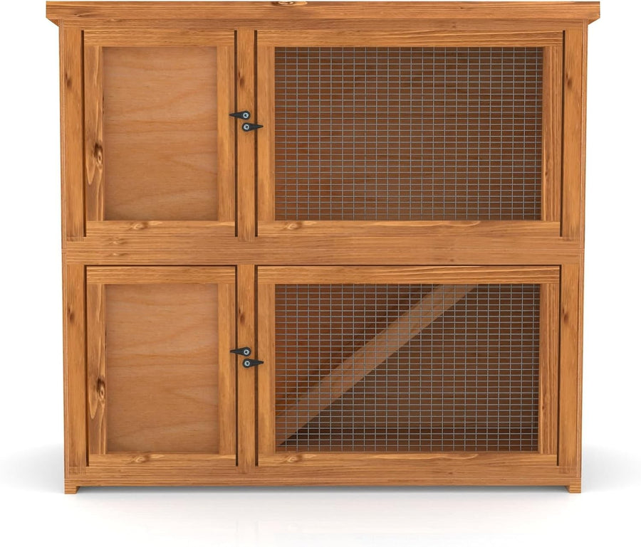 3ft Double Rabbit Hutch Fully Assembled Indoor Outdoor Wooden Cage
