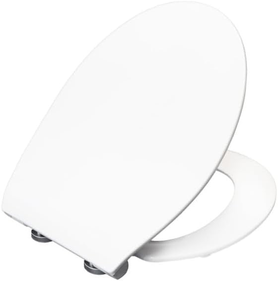 Slim Soft Close Toilet Seat Antibacterial Click & Clean White