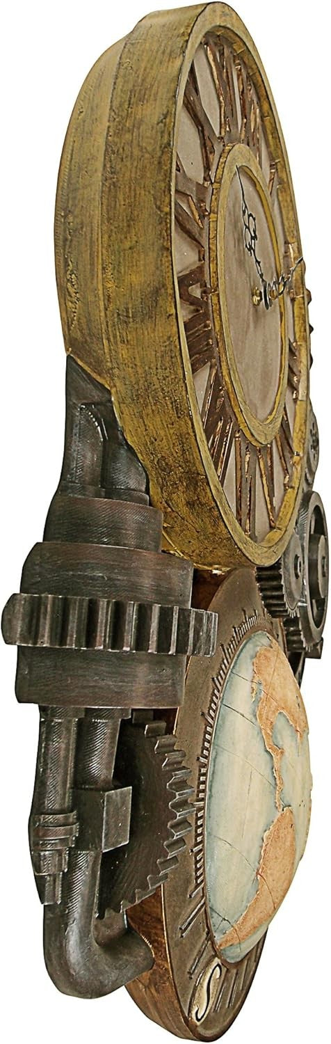 Steampunk Wall Clock Sculpture 43cm Gears of Time Polyresin Decor