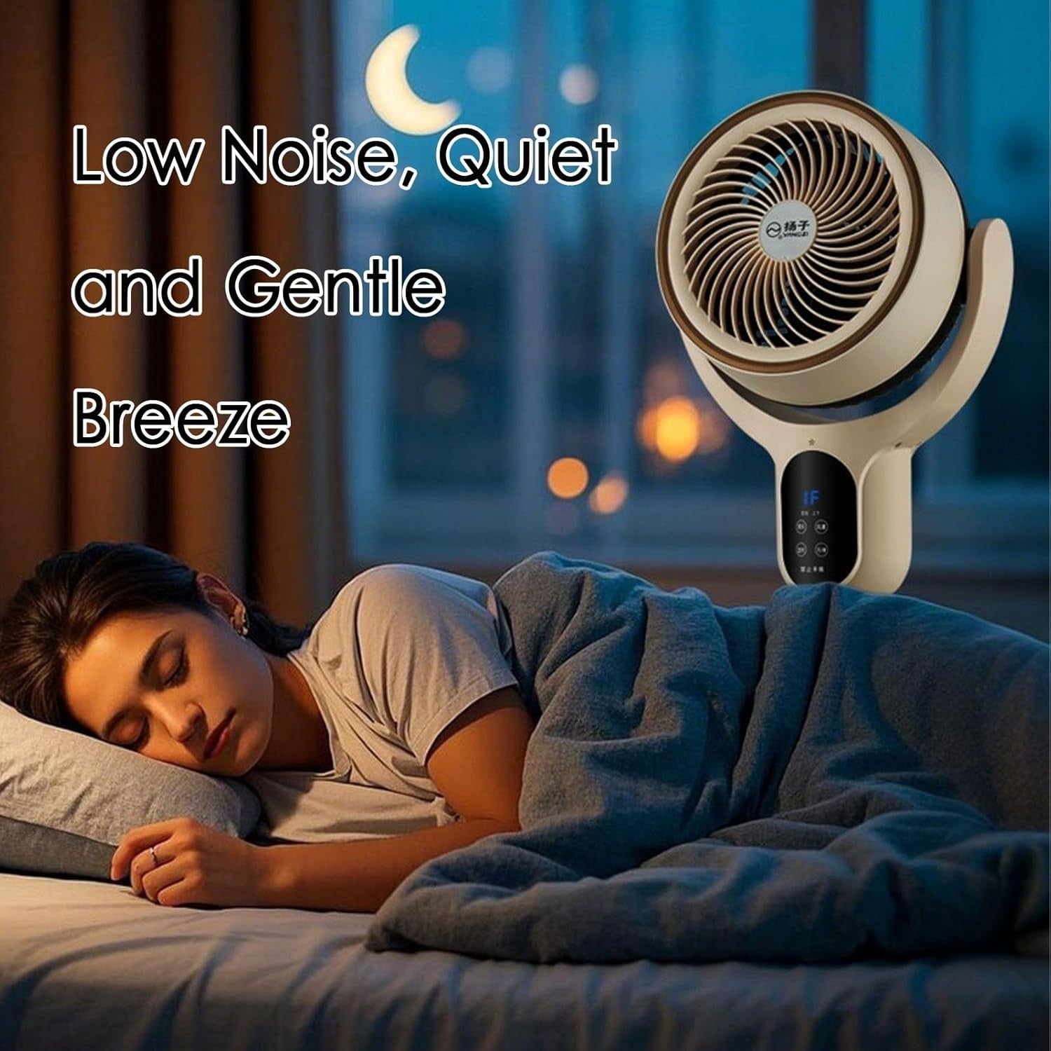 90°+90° Standing Fan Adjustable Height 3-Speed Quiet Floor Pedestal Fan White