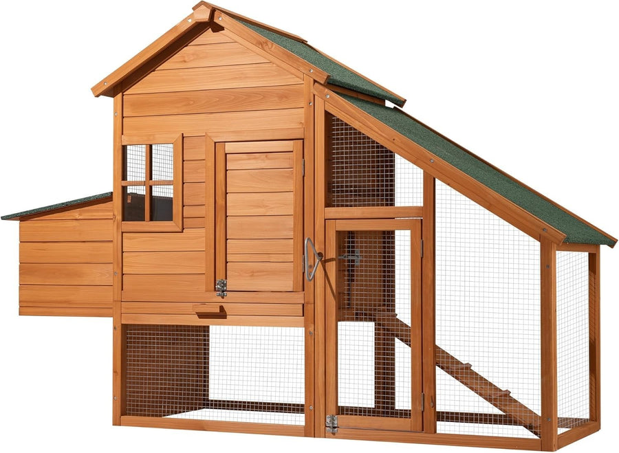 Wooden Chicken Coop Enclosure Nesting Box Run Mesh Tray Outdoor
