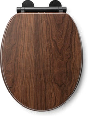 Walnut Wooden Toilet Seat Soft Close Quick Release Antibacterial Durable