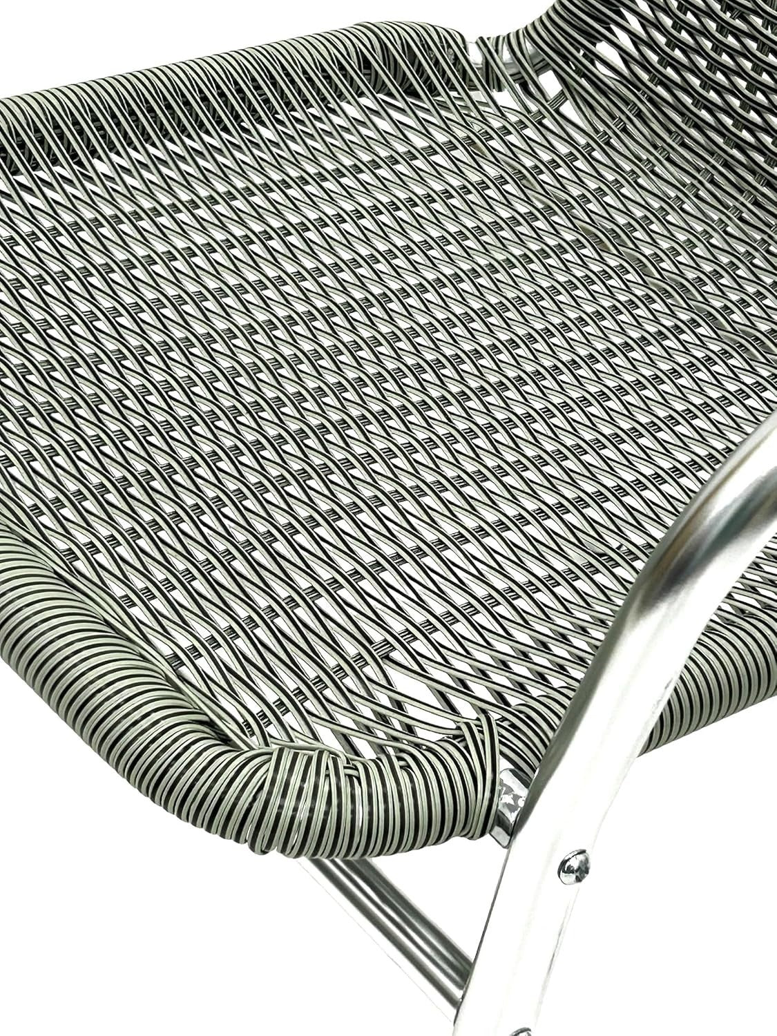 Stackable Rattan Bistro Chair Grey Aluminium Frame Lightweight Patio Seating