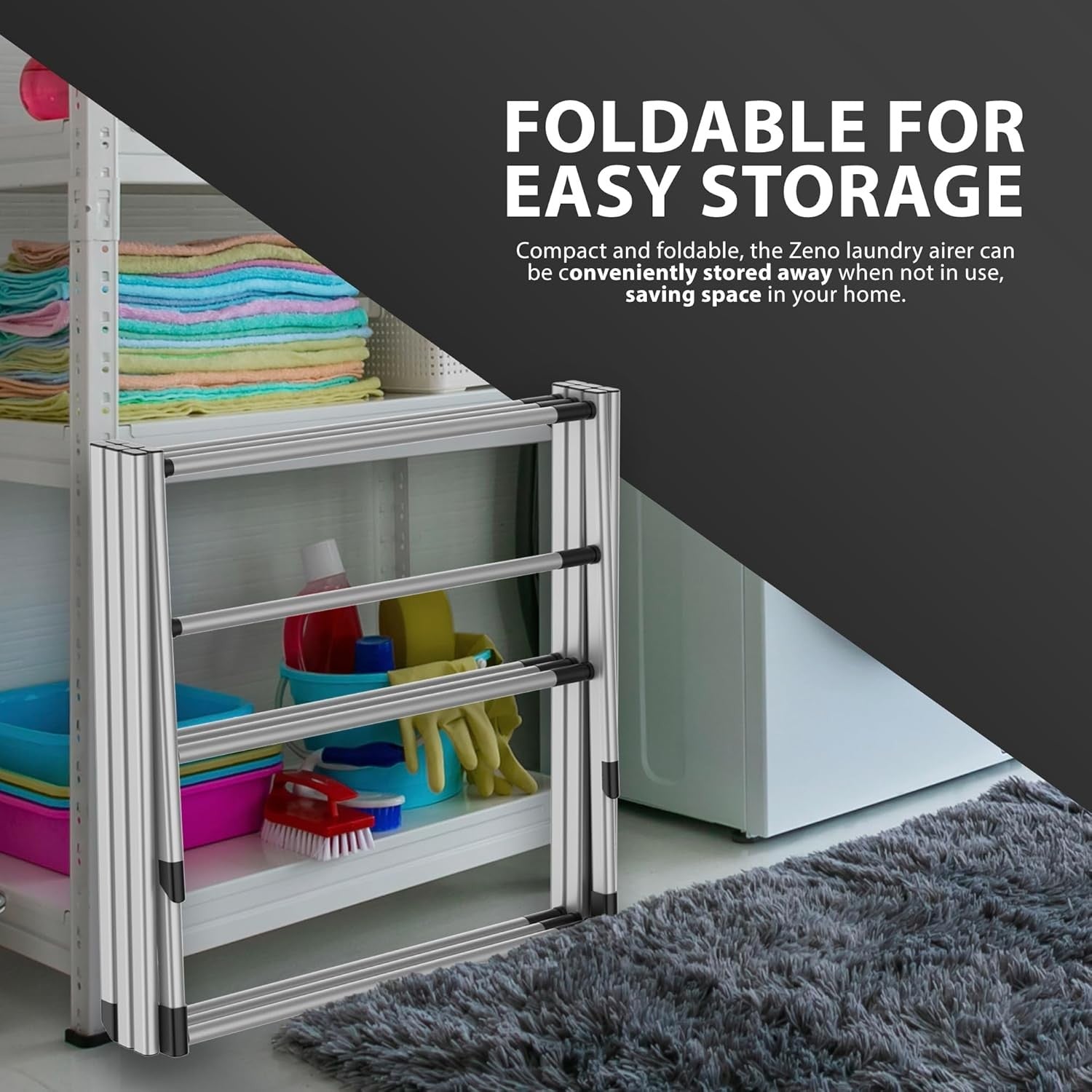 Foldable Clothes Airer Extendable Drying Rack Aluminium Indoor Outdoor Towels