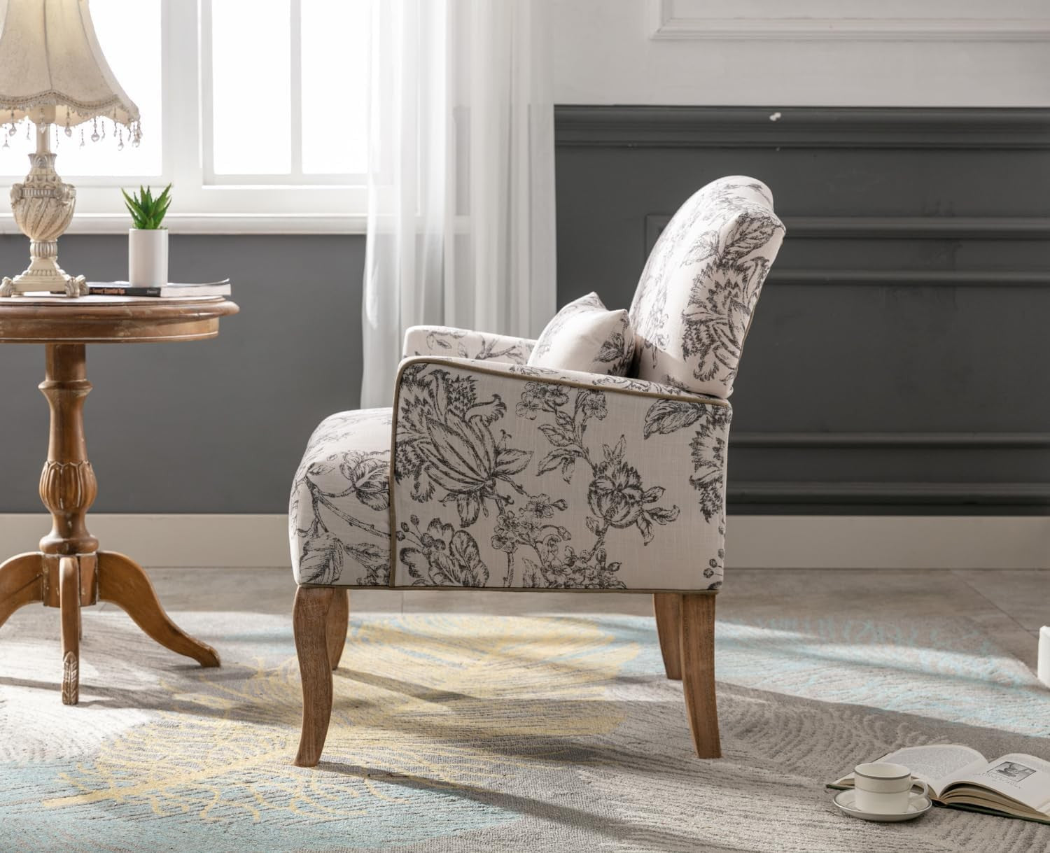 Beige Linen Accent Armchair Upholstered Lounge Tub Chair