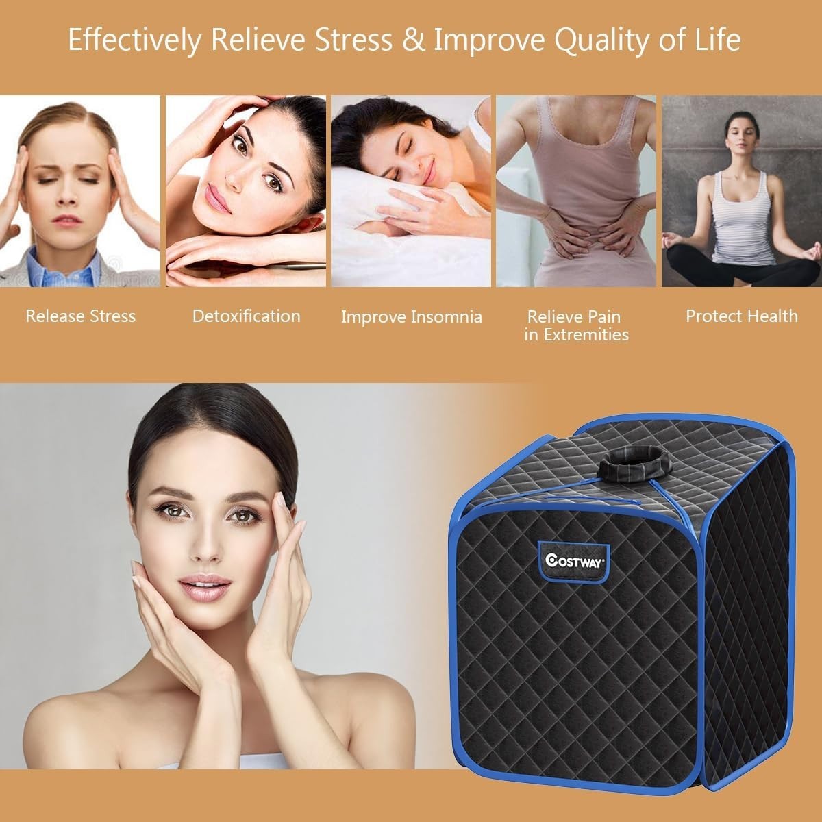 Portable Steam Sauna Tent Home Spa 1000W Fast Heat Remote Chair Foot Roller
