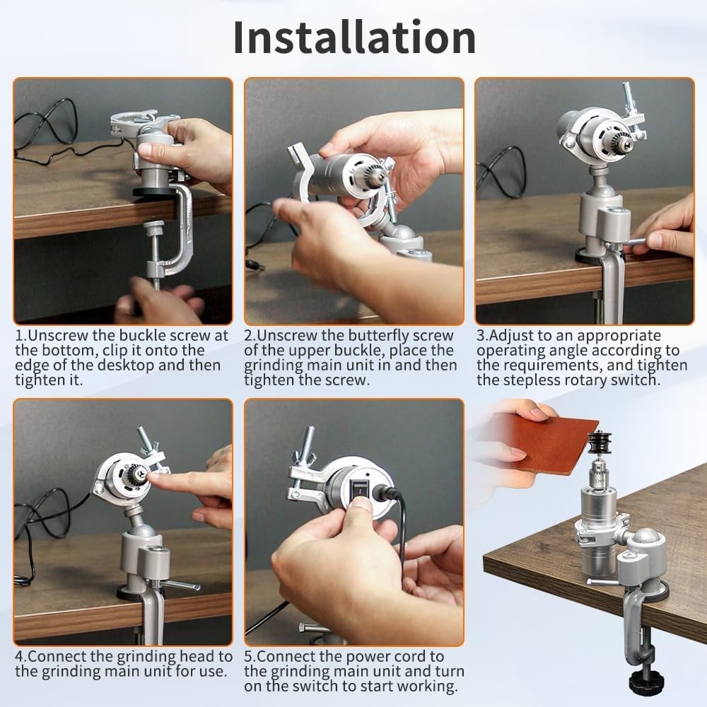 Electric Leather Edge Burnishing Machine Adjustable Speed Polishing Tool