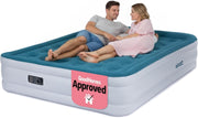 Double Inflatable Air Bed Built-In Pump Raised Flocked Mattress Guest Camping