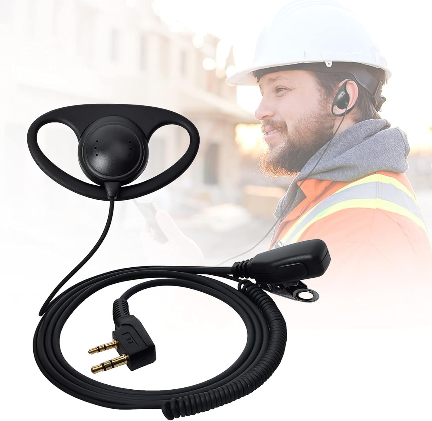 Dual Band Walkie Talkie VHF UHF NOAA Long Range Black D Shape Earpiece