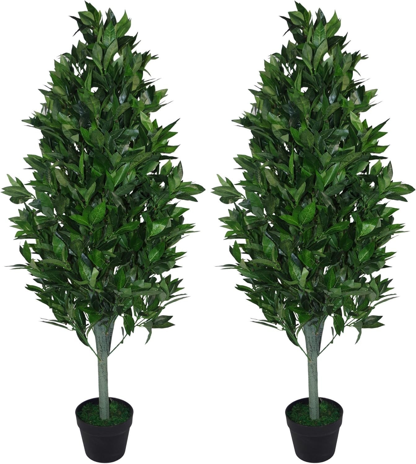 Pair of 120cm Bay Topiary Cone Trees Artificial Pyramid Tall Indoor Outdoor Home